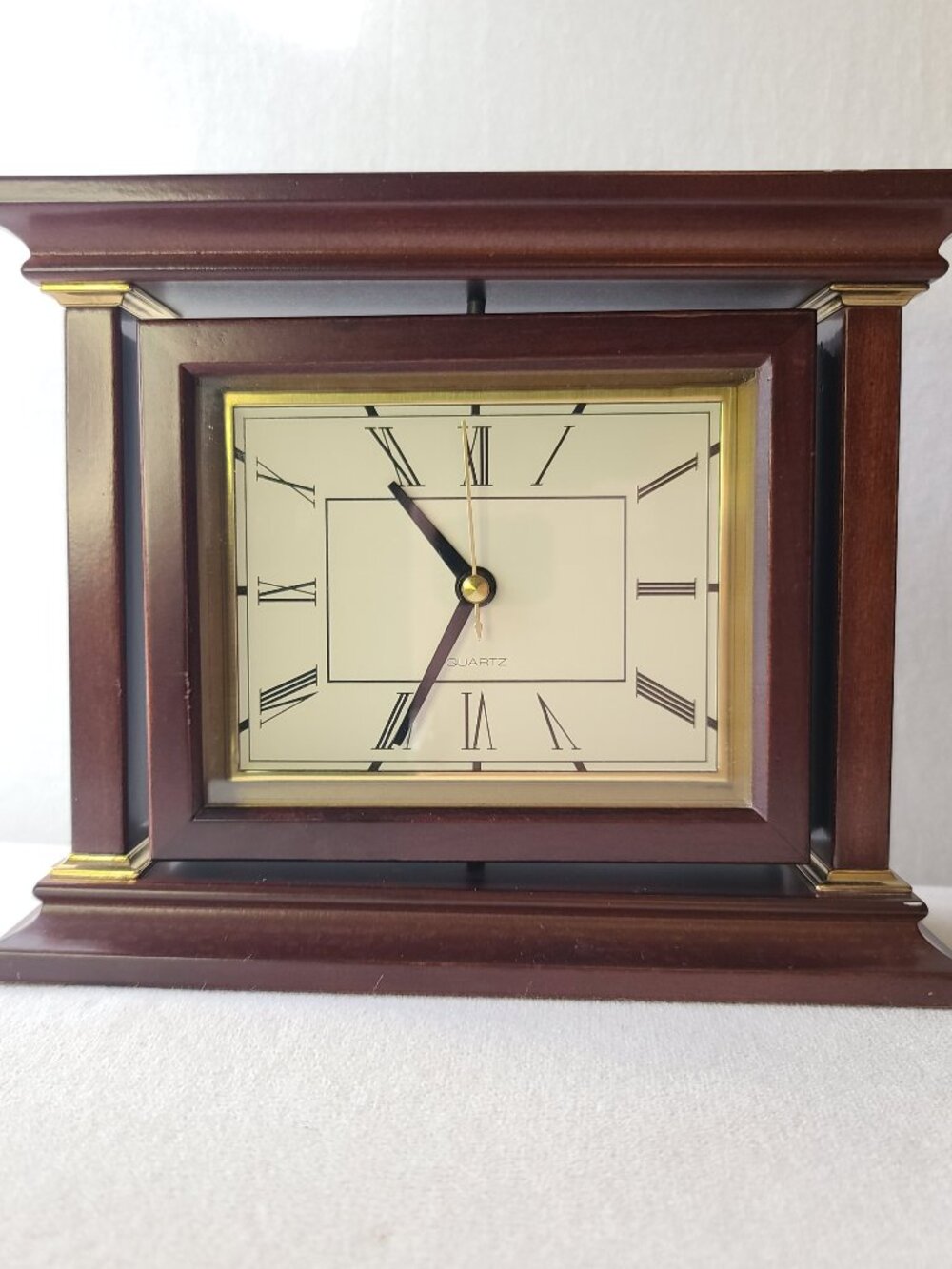 VINTAGE Bombay Co. 360° Rotating Wood Desk Clock & Dual Sided Photo Frame